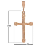 14k Rose Gold Cross Charm Pendant with Flower Religious 1.3" 1.4 grams - Rose