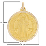 Italian 14k Yellow Gold Saint Benedict Reversible Medal Pendant 1.3" 4.5 grams - 1.3" 4.5 grams