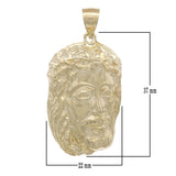 14k Yellow Gold Jesus Christ Face Crown Thorns Religious Charm Pendant 8.1 grams