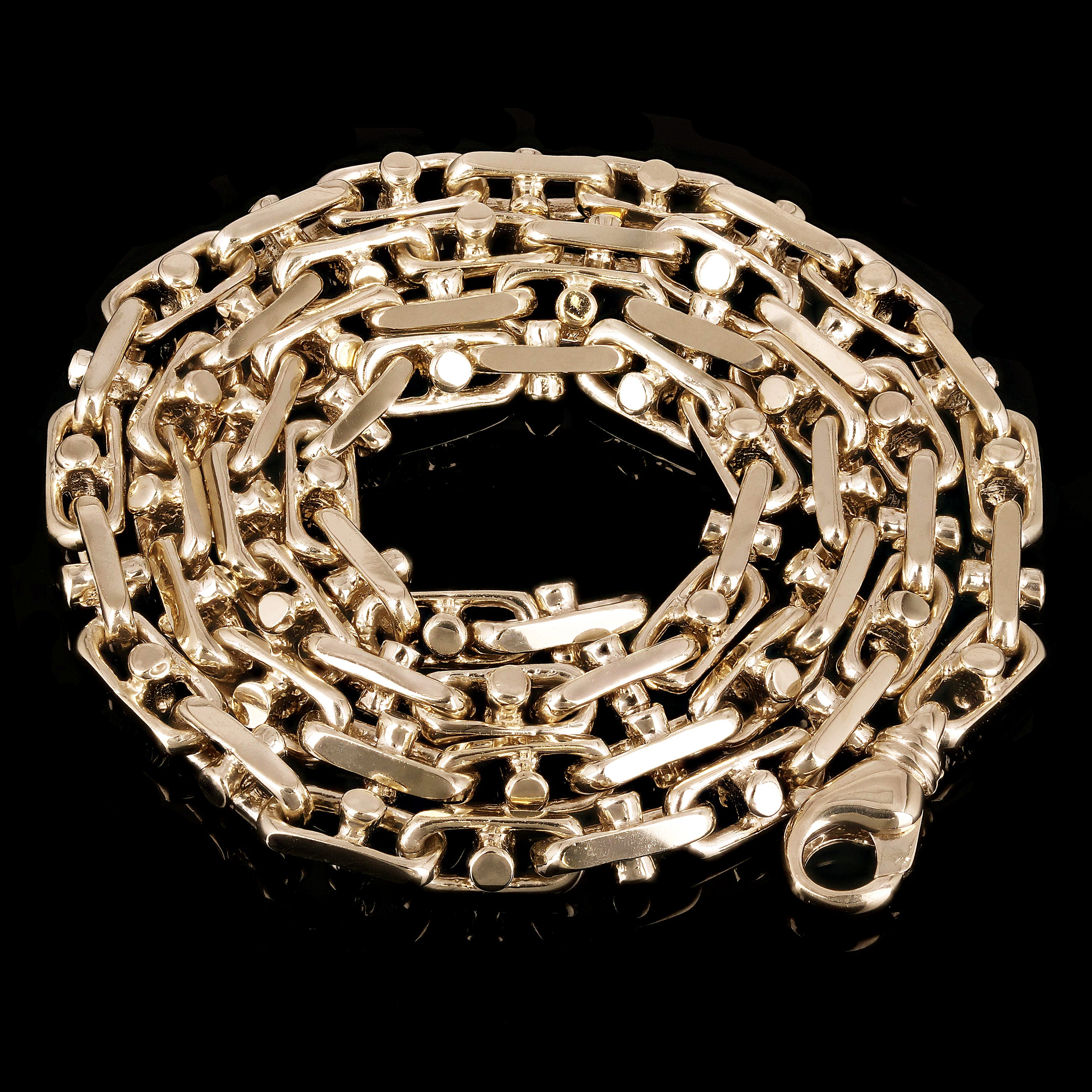 14k Yellow Gold Solid Heavy Handmade Link Chain Necklace 20" 7mm 72.3 grams - 20"