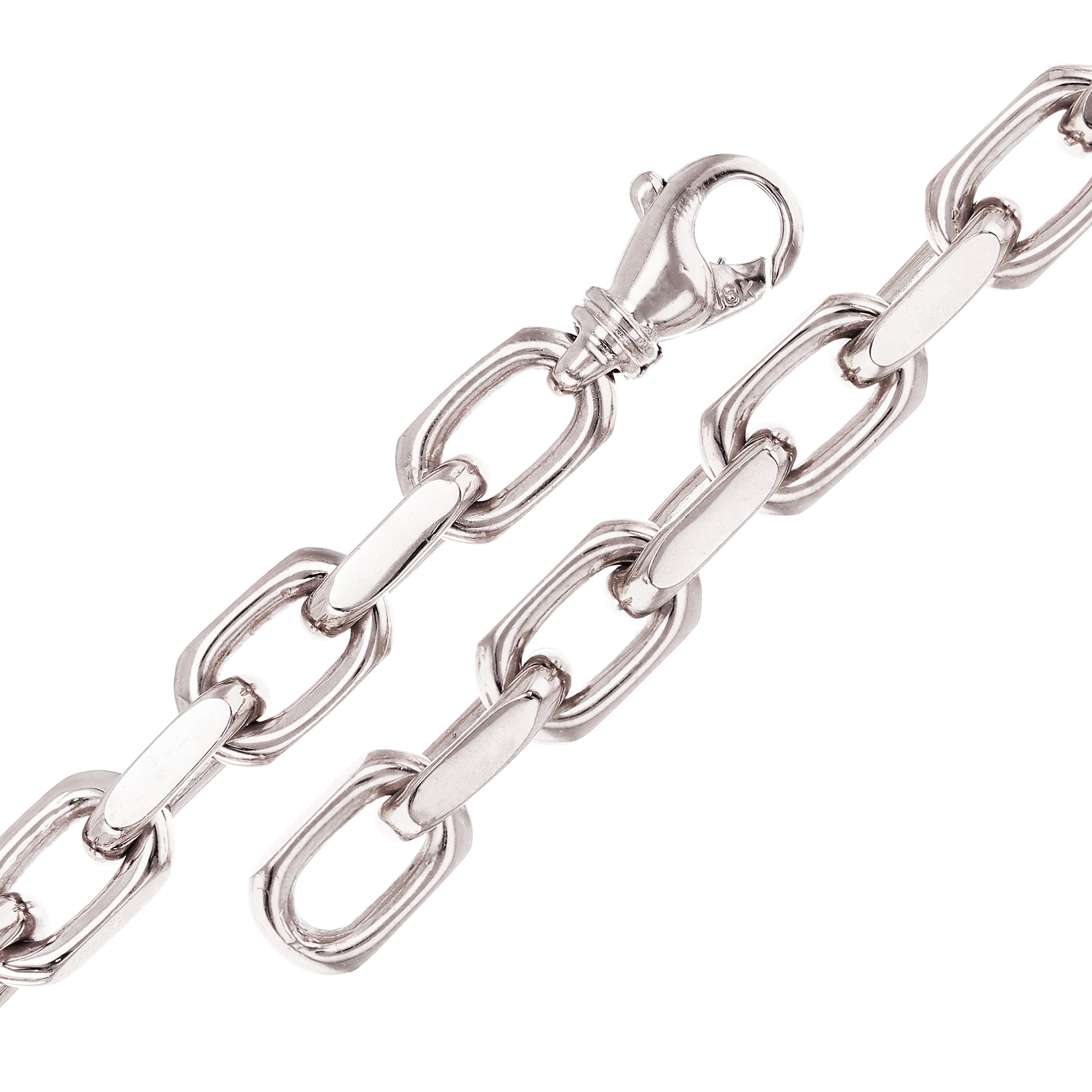 14k White Gold Solid Handmade Heavy Anchor Chain Bracelet 7" 7.5mm 45 grams - 7" 45 grams