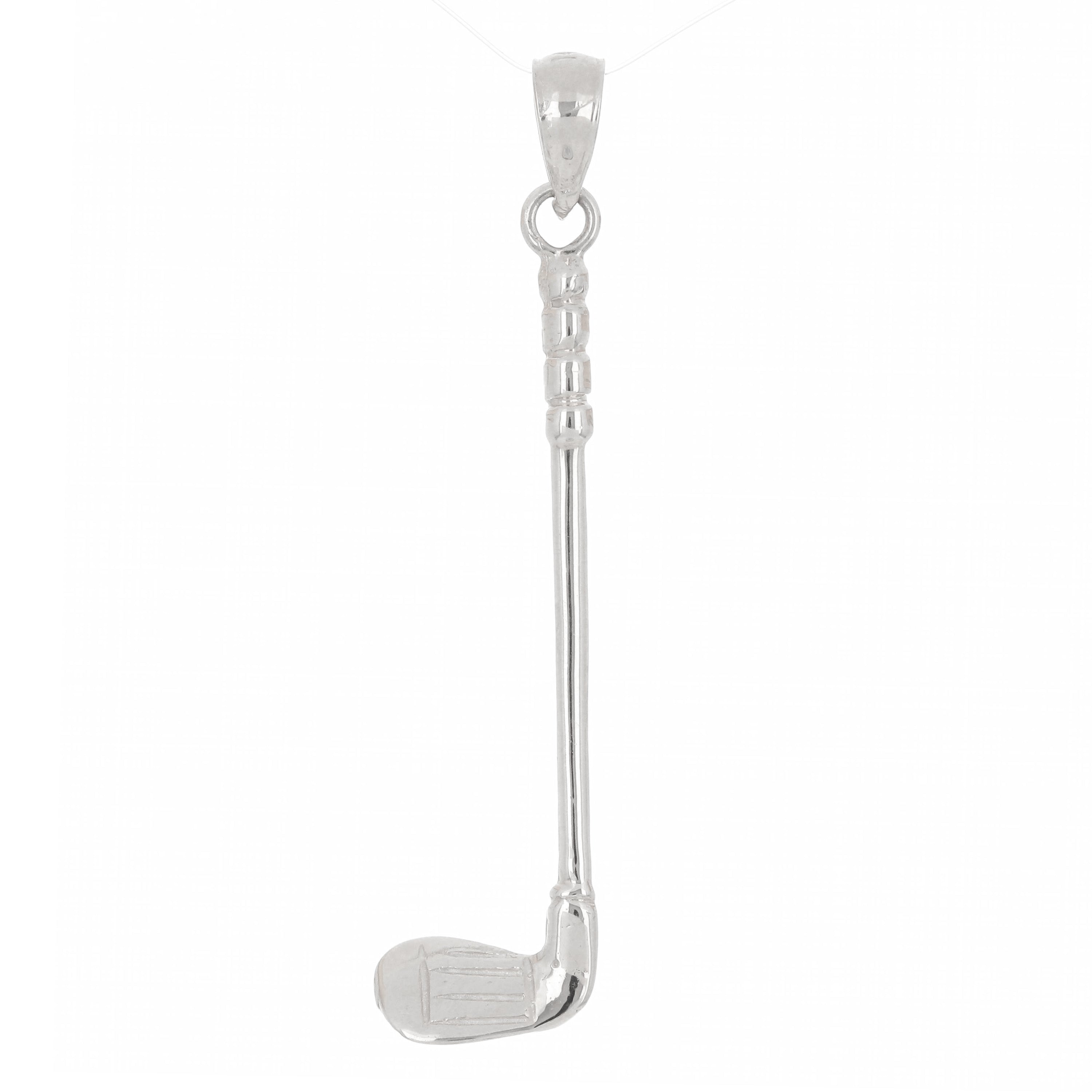 14k White Gold Solid Golf Club Stick Charm Pendant 1.7" 1.8 grams Medium - White