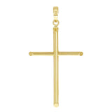 Italian 14k Yellow Gold Hollow High Polish Plain Cross Charm Pendant 1.5" 0.8g