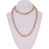 14k Rose & White Gold Handmade Fashion Link Necklace 22" 5mm 48 grams - Rose and White,22"