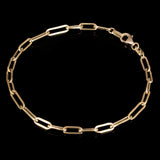 Italian 14k Yellow Gold Hollow Paper Clip Chain Bracelet 7.5" 4mm 2.9 grams - 7.5" 4mm