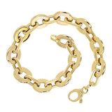 Italian 14k Yellow Gold Oval & Paper Clip Link Chain Bracelet 7.5" 10mm 7 grams