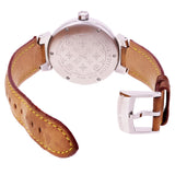 Louis Vuitton Ladies Tambour Quartz Tan Leather Strap
