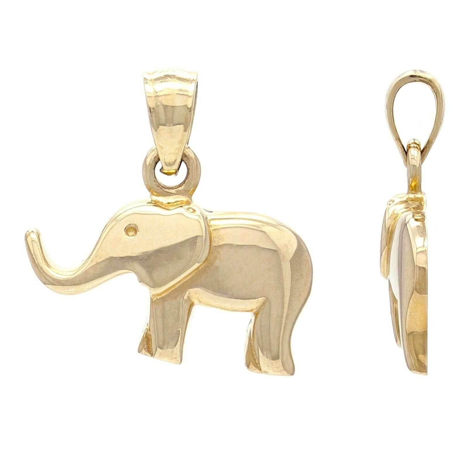 14k Yellow Gold High Polish Good Luck Charm 3D Elephant Pendant 2.7 grams