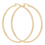 Italian 14k Yellow Gold Polished Flat Tube Hollow Hoop Earrings 2.3" 2.5mm 3.8g