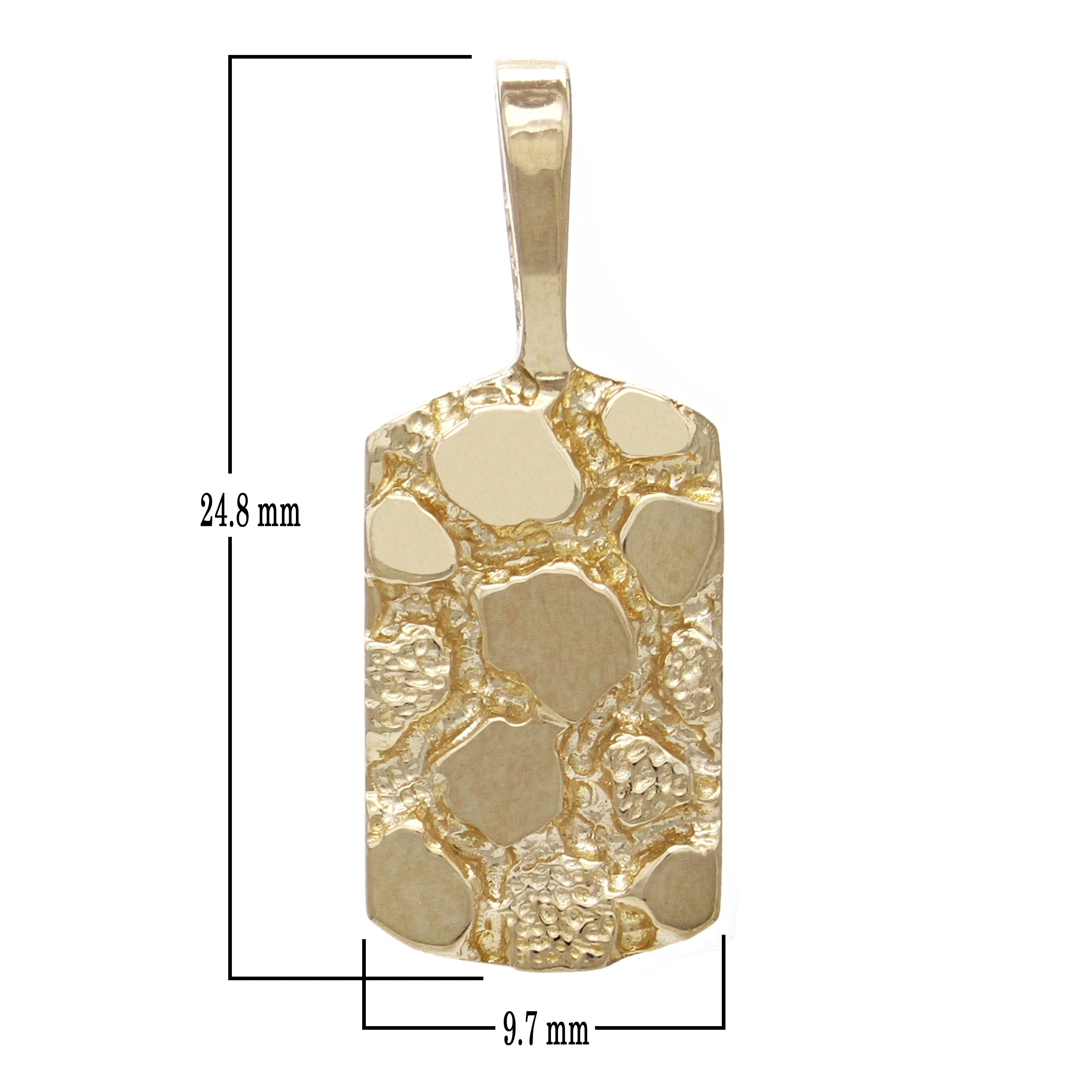 10k Yellow Gold Rectangle Nugget Charm Pendant 24.8mm x 9.7mm 2 grams - Yellow