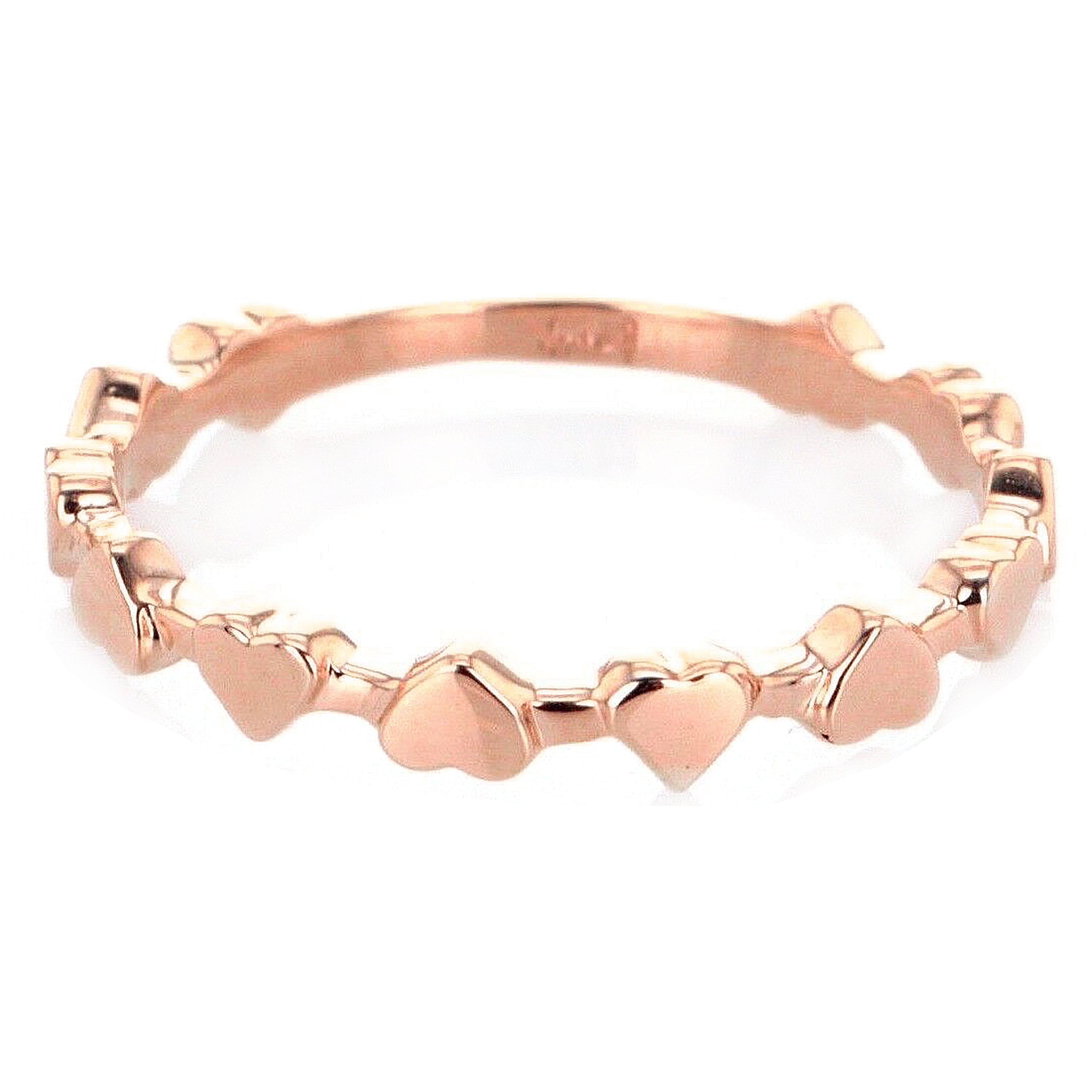 14k Tri Color Gold 3 Piece Stackable Heart Ring Size 10 - Ring Size 10