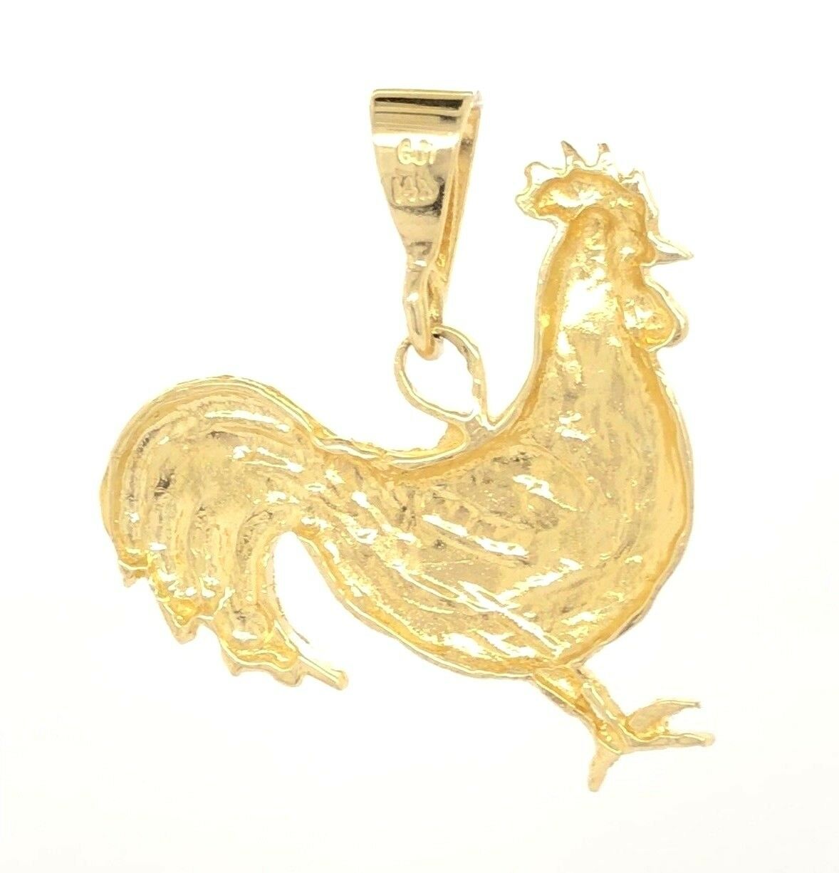 10k Yellow Gold Diamond Cut Rooster Cock Chicken Bird Charm Pendant 2.4 grams