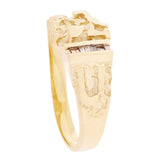 10k Yellow Gold Nugget Ring with Baguette Diamonds 10.4mm Size 11 - 3.8 grams