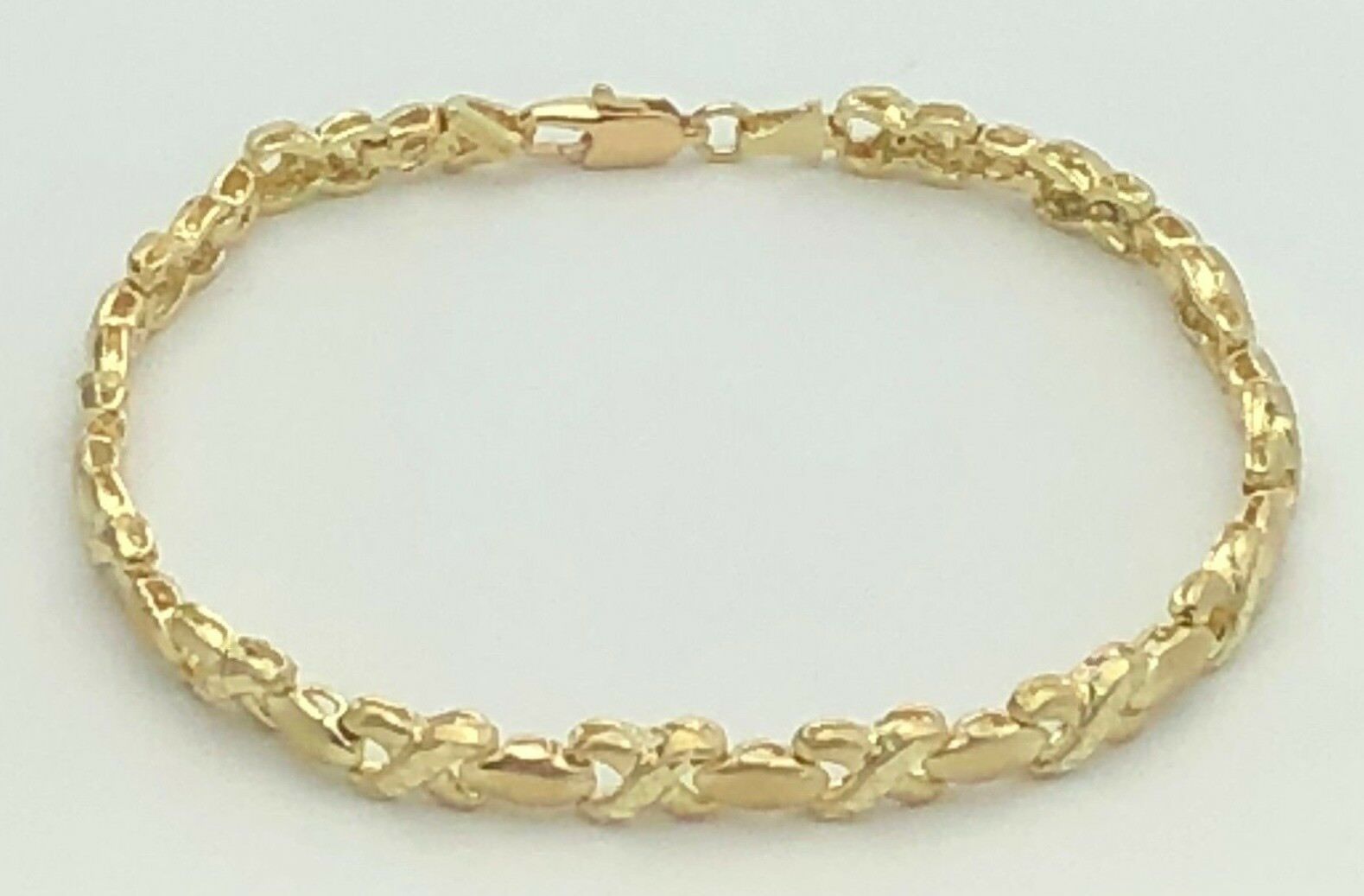 14k Yellow Gold Hugs & Kisses XOXO Link Bracelet 7.25" 5.3mm 9 grams