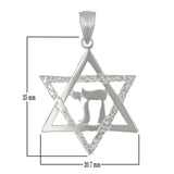 14k White Gold Jewish Star Of David Hebrew Chai Charm Pendant 2.2 grams - White