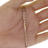 Italian 14k Two Tone Gold Ball Bead & Paper Clip Link Bracelet 7.5" 3 grams