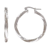 925 Sterling Silver Solid Round Twisted Loop Hoop Earrings 1.2" 3mm 5 grams