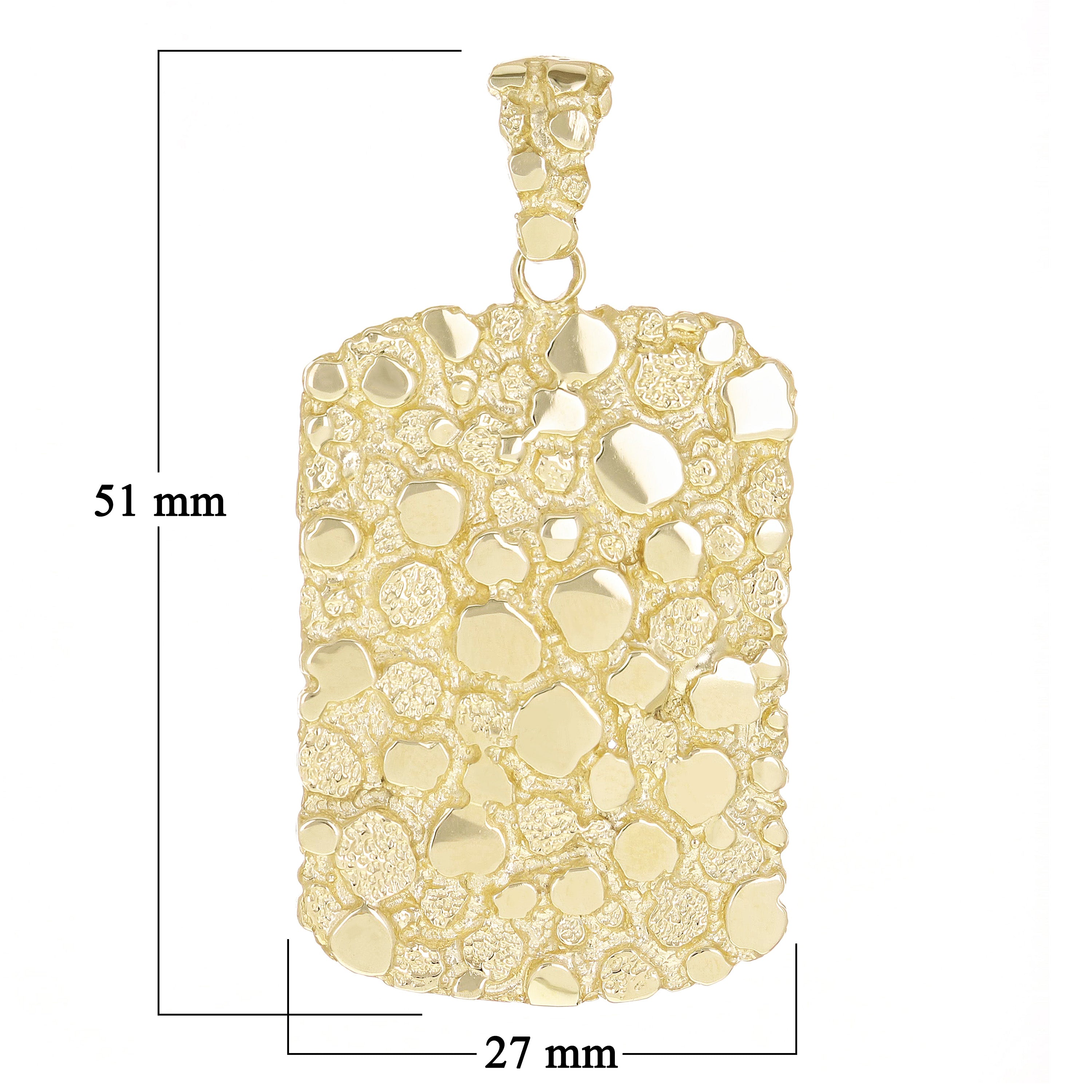 10k Yellow Gold Solid Big Rectangle Nugget Pendant 2" 11.8 grams - Yellow