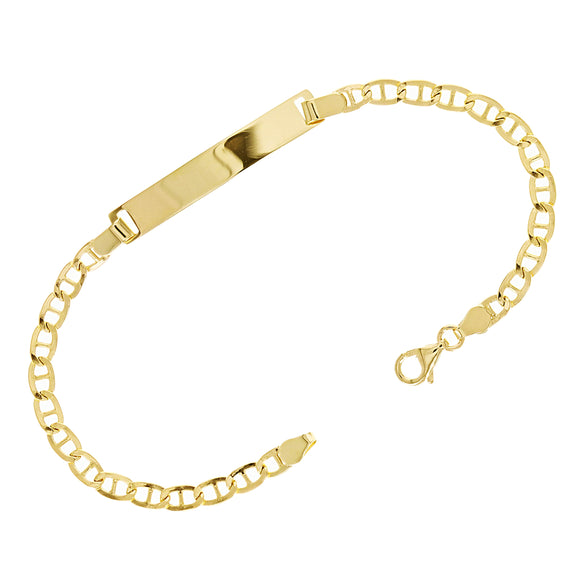 Italian 14k Yellow Gold Engravable Baby Kid ID Anchor Mariner Bracelet 6.5
