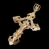 14k Yellow Gold INRI Christ Passion Cross Crucifix Pendant 3.9" 25 grams