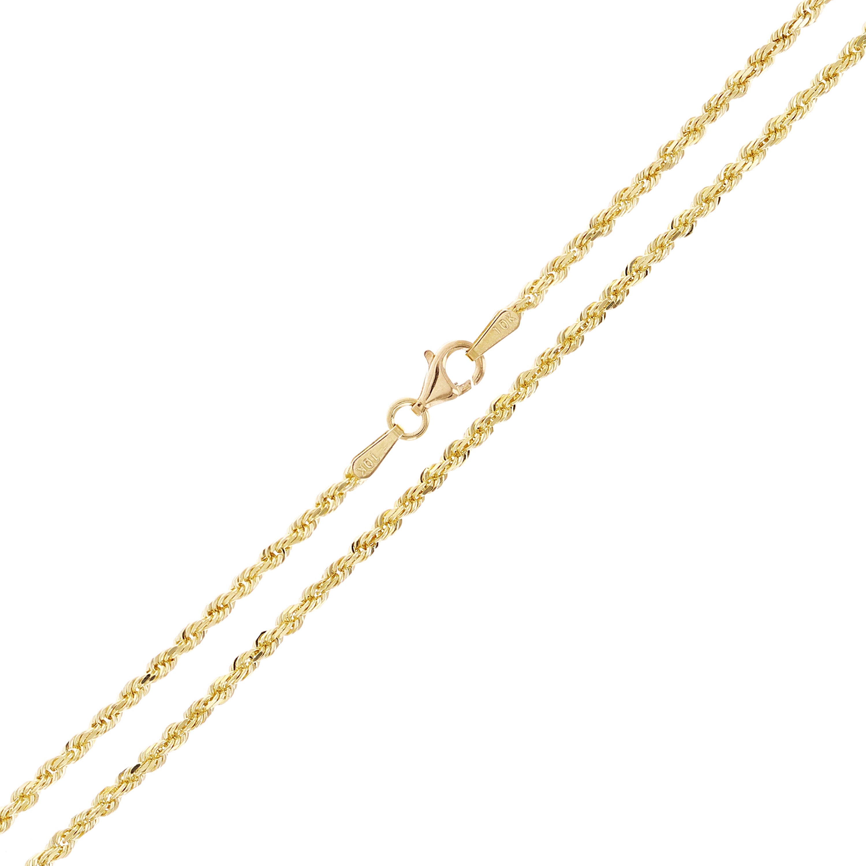 10k Yellow Gold Solid Diamond Cut Rope Chain Necklace 18" 2mm 6.7 grams - 18" 6.7 grams