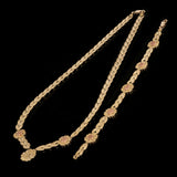 14k Two-Tone Gold V Shape Leaf Link & Flowers 17" Necklace & 7.5" Bracelet Set