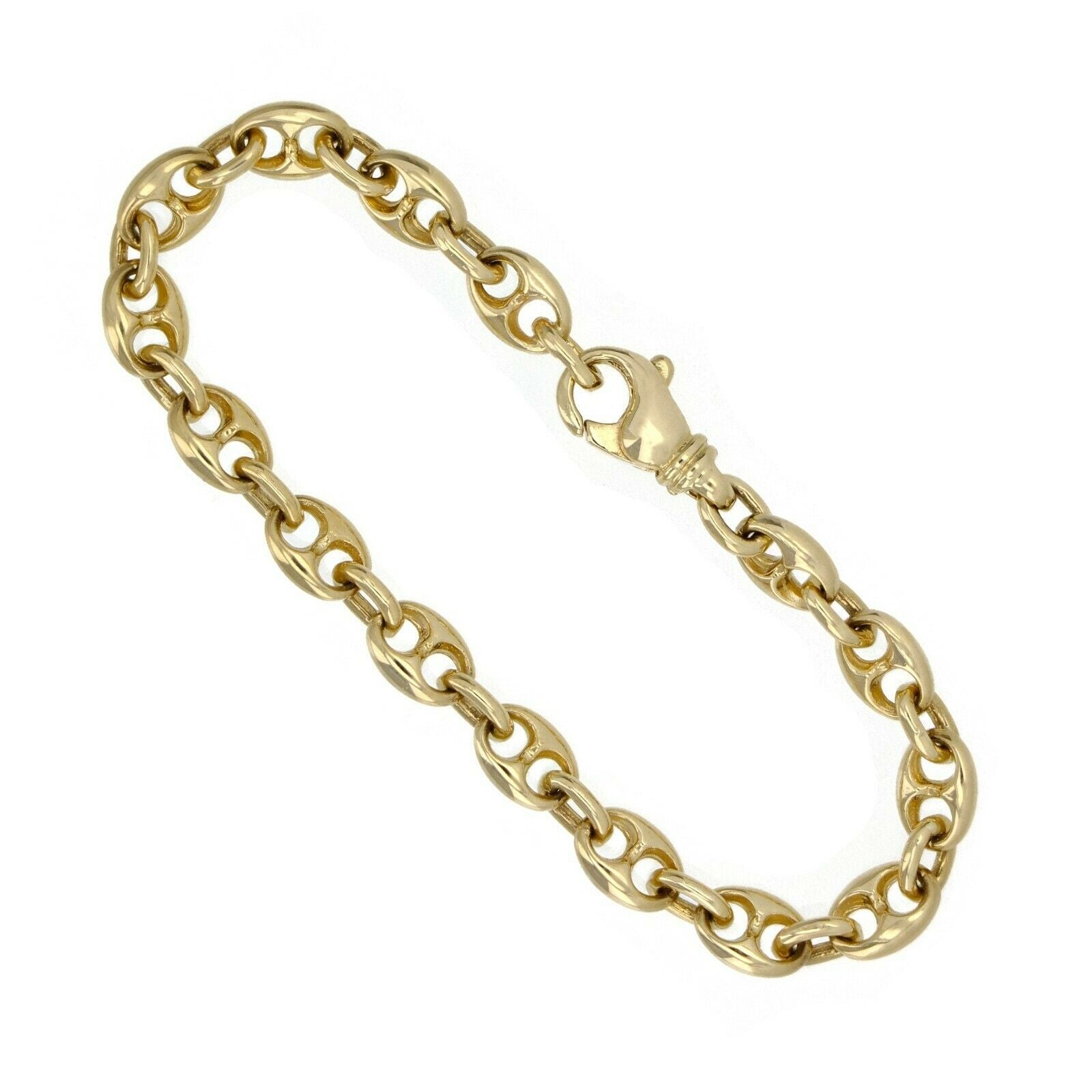 14k Yellow Gold Solid Puffy Mariner Gucci Link Chain Bracelet 7" 7.5mm 21.7grams - Yellow,70"
