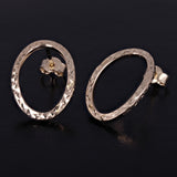 Italian 14k Yellow Gold Diamond-Cut Eternity Circle Hoop Drop Stud Earrings - Diamond Cut Yellow