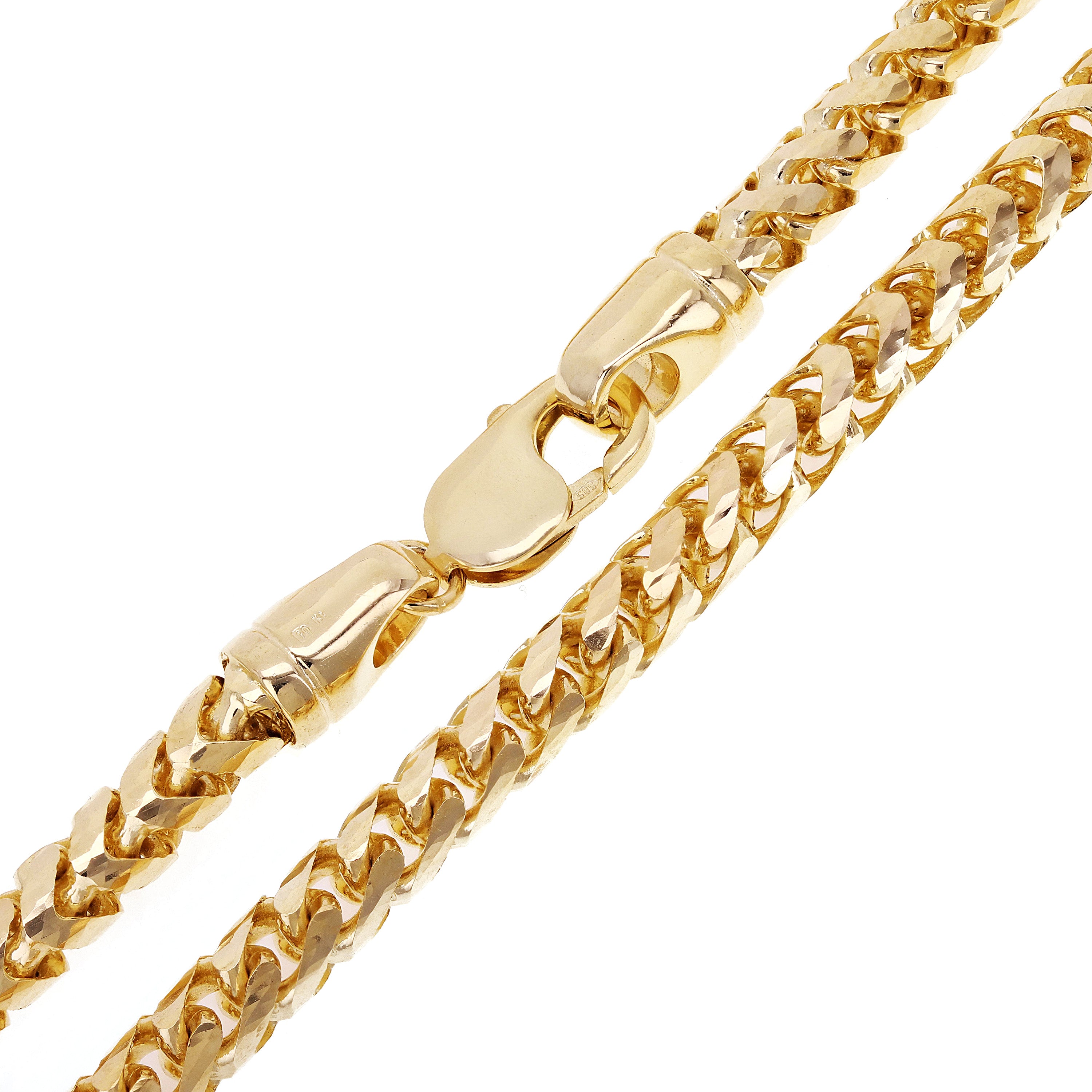 Italian 14k Yellow Gold Diamond Cut Franco Chain Bracelet 10" 7mm 63.3 grams - 7mm 10" 63.3 grams