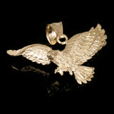 14k Yellow Gold Solid Diamond Cut Landing Eagle Pendant 1.2" 5.6 grams