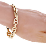 14k Yellow Gold Solid Handmade Mariner Link Chain Bracelet 8.5" 9.5mm 37.4 grams - Yellow,8.5"