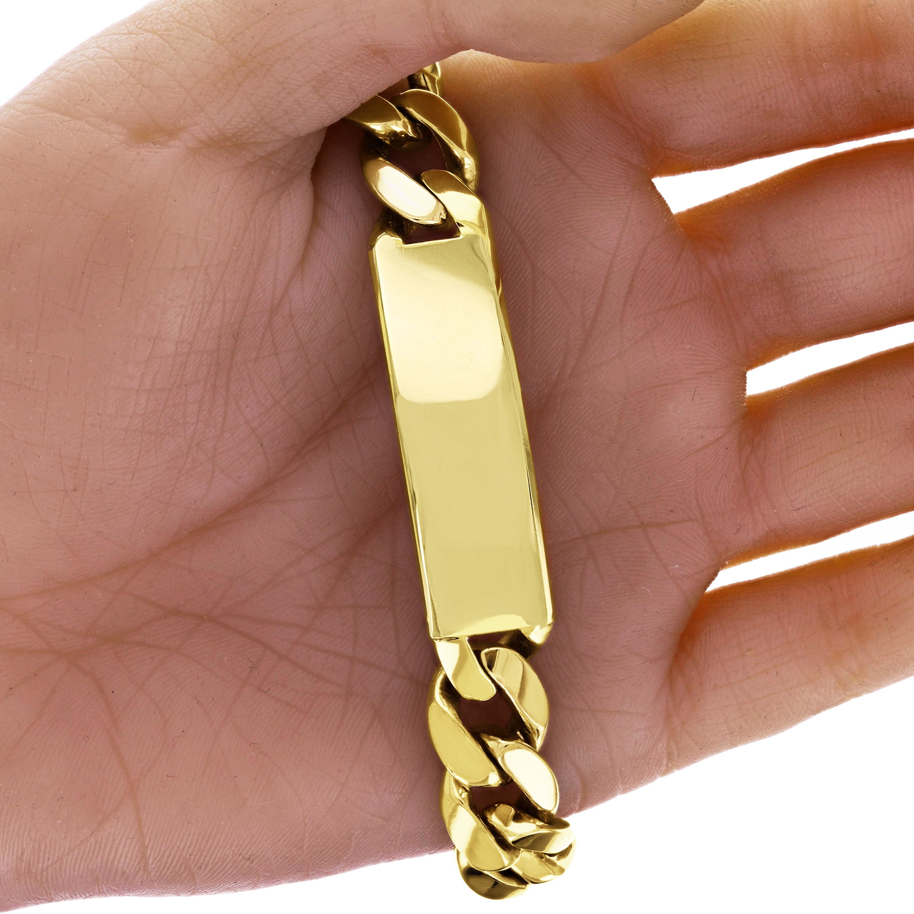 Men's Heavy 14k Yellow Gold Solid ID Miami Cuban Bracelet 7.5" 14mm 79.2 grams - 7.5" 79.2 grams