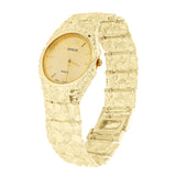 10k Yellow Gold Nugget Link Geneve Wrist Watch Straight Band Adj.7-7.5" 62.3gram - 7.5" 62.3 grams