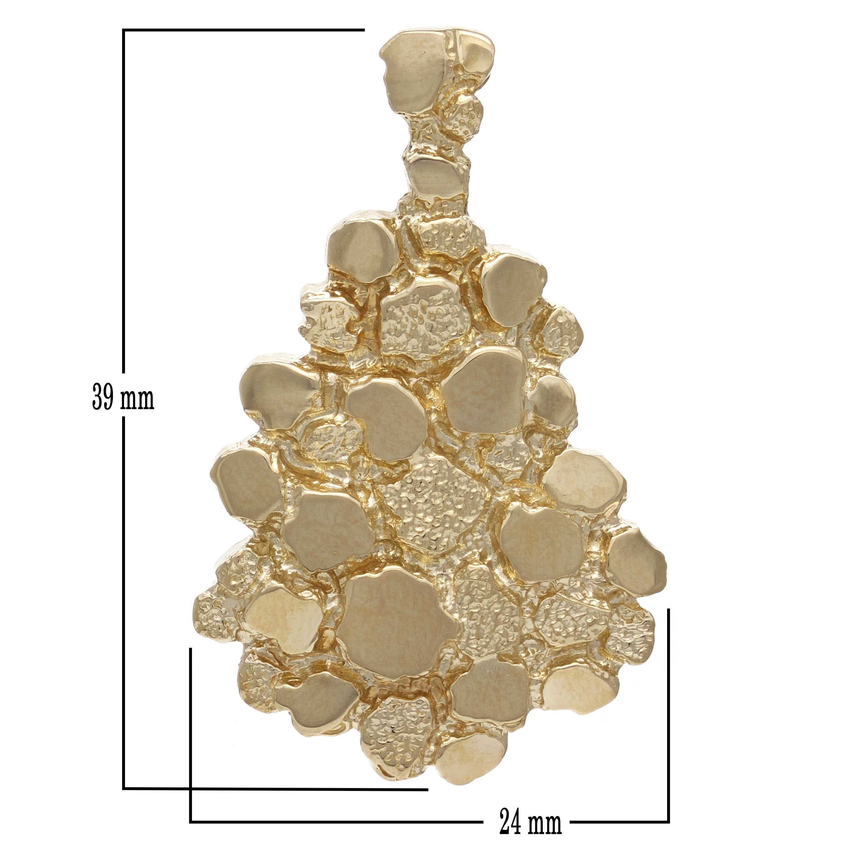 14k Yellow Gold Solid Free Form Nugget Charm Pendant 1.5" 8.1 grams - Yellow