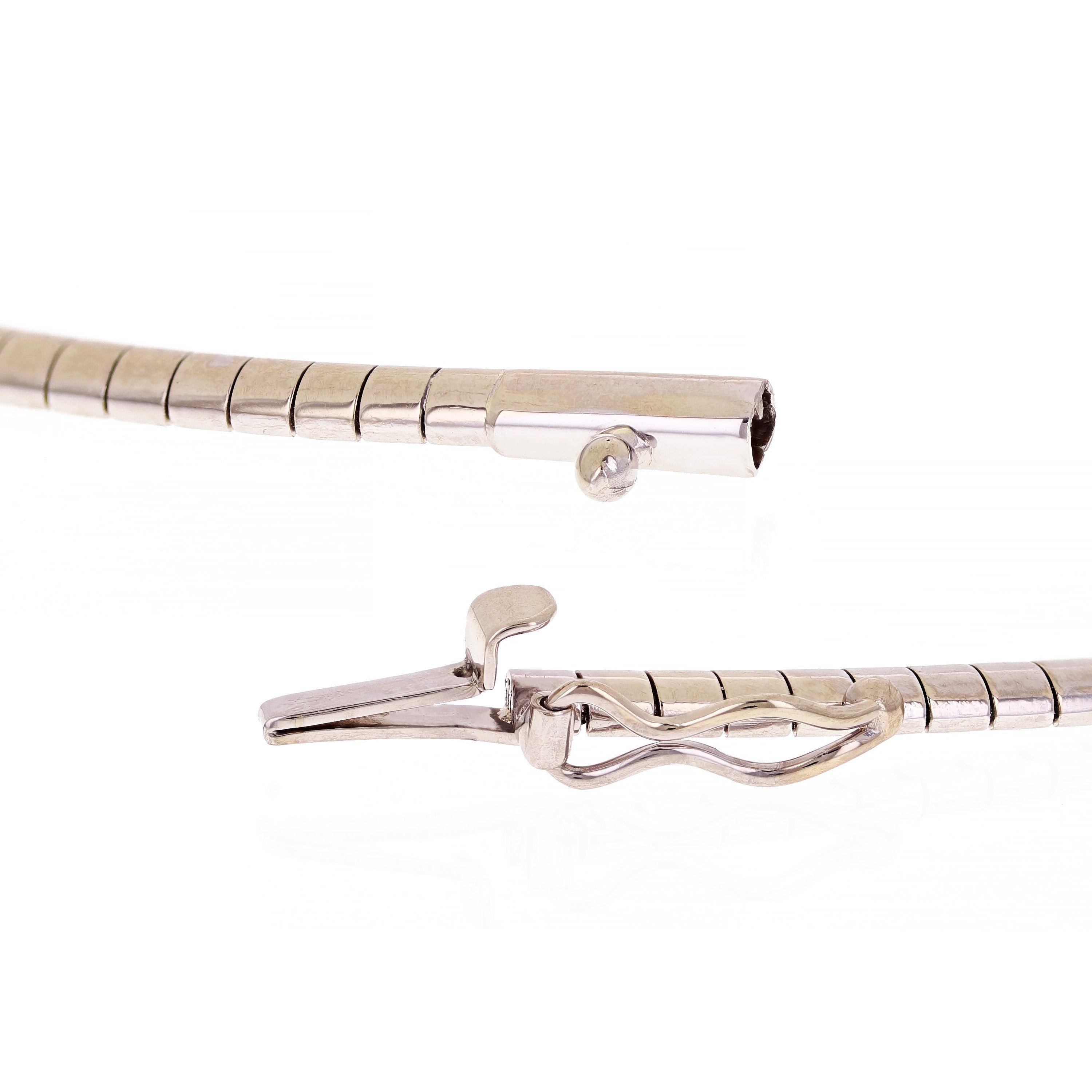 Women's Italian 14k White Gold Omega Necklace Choker 17" 3mm 16.6 grams