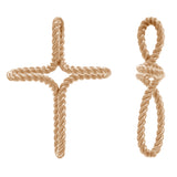 14k Rose Gold Religious Twisted Rope Cross Pendant - Rose,Twisted Rope