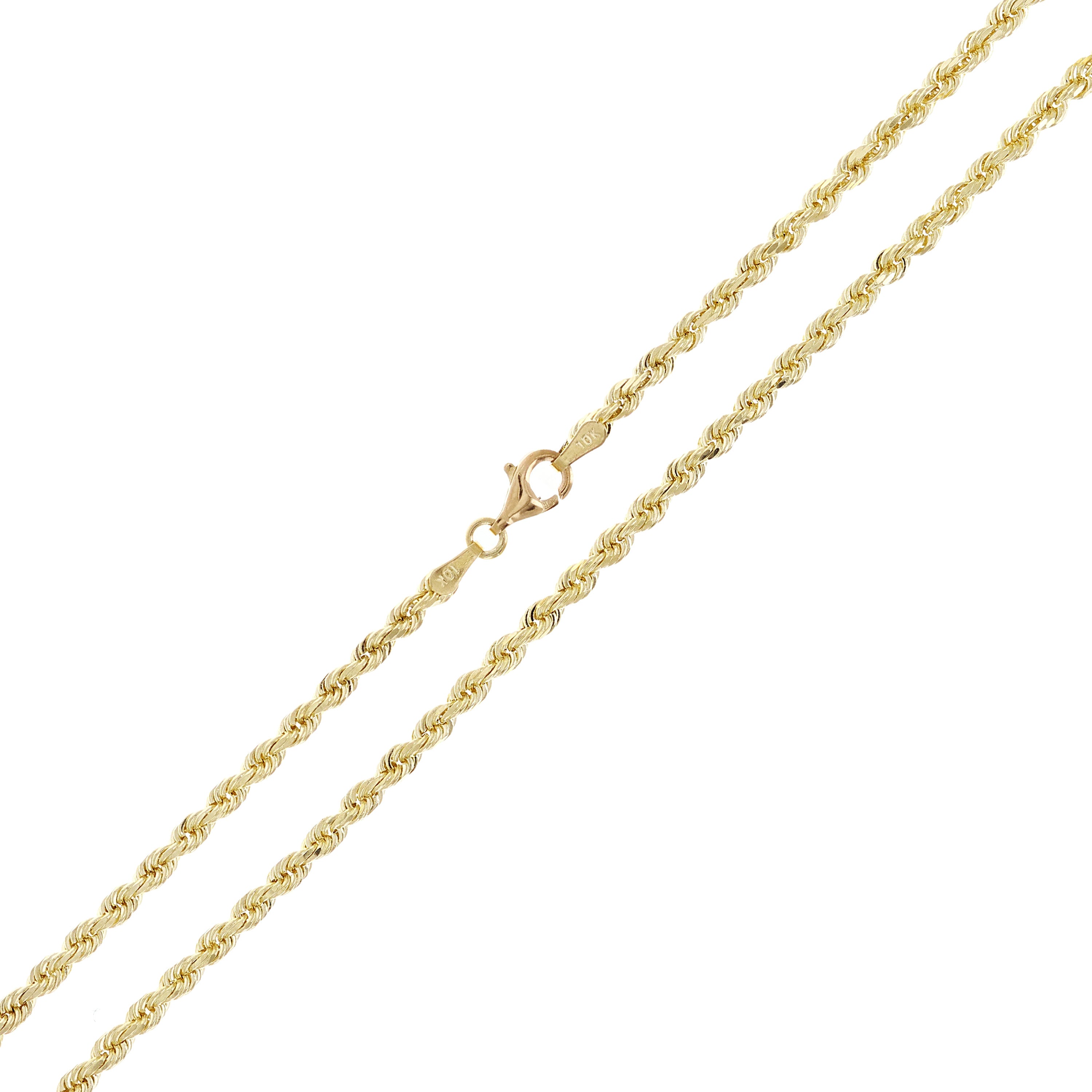10k Yellow Gold Solid Diamond Cut Rope Chain Necklace 3.5mm 20" 18 grams - 20" 18 grams