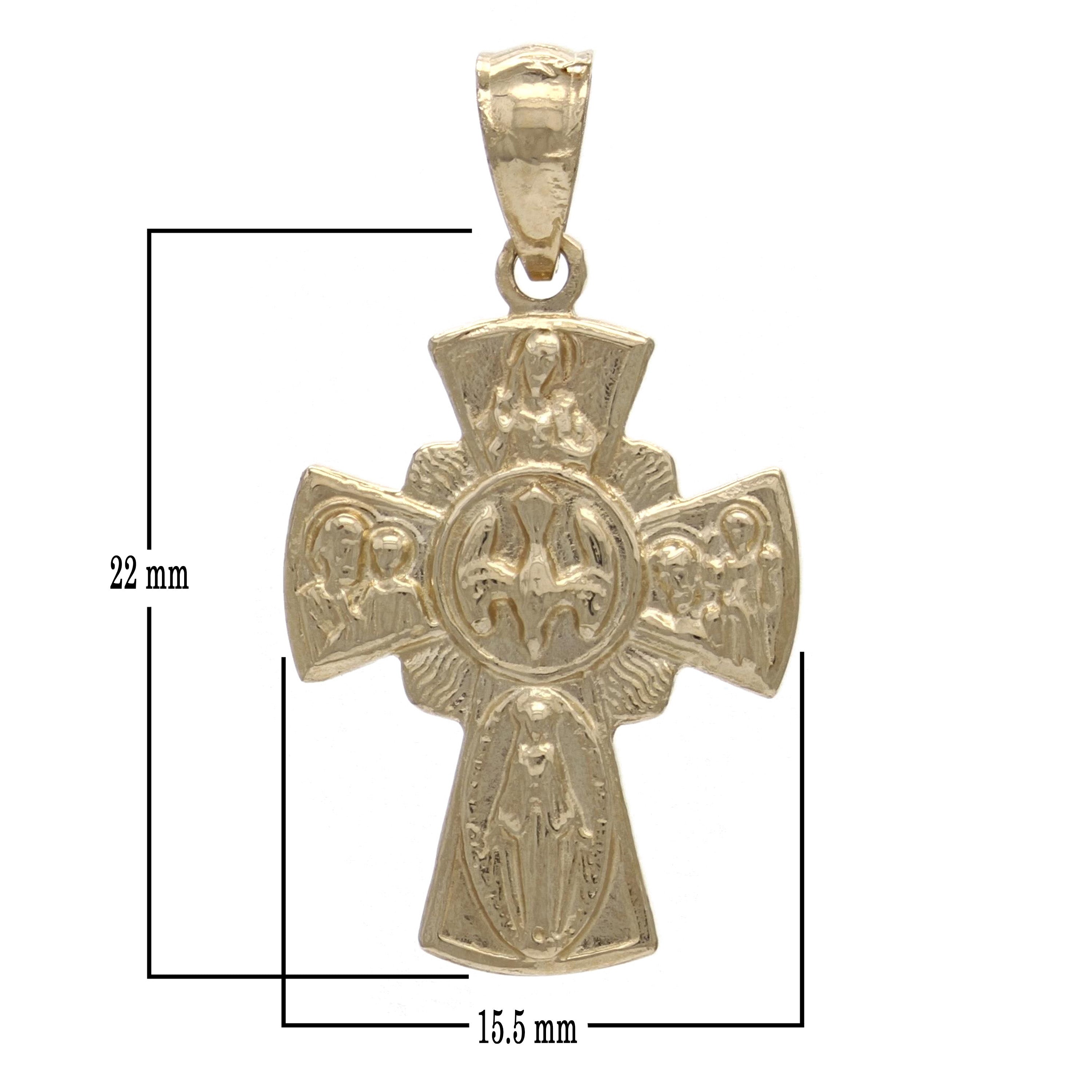 14k Yellow Gold Four Way Cross Holy Spirit Scapular Charm Pendant 3.1 grams - Yellow