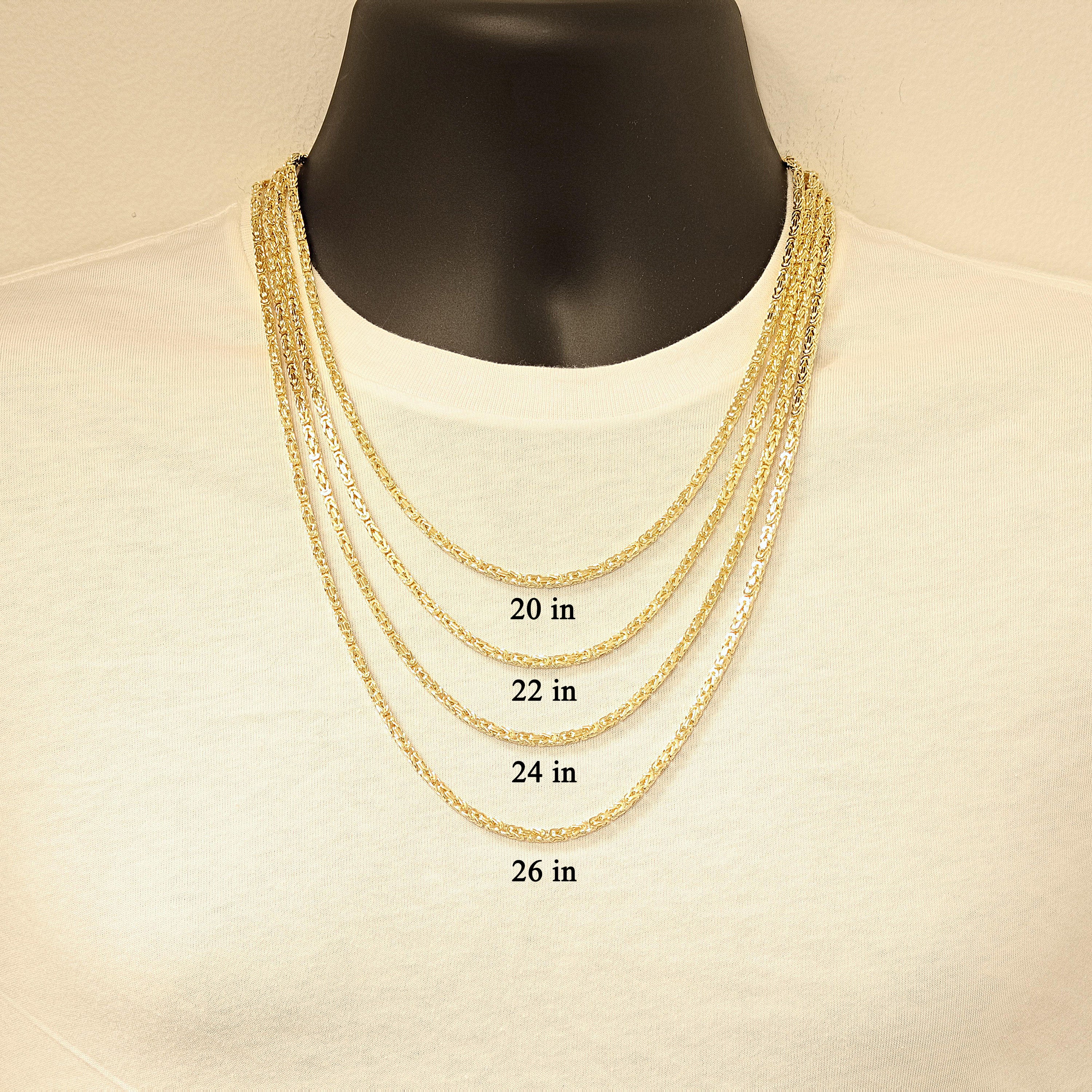 Men's 14k Yellow Gold Solid Square Byzantine Necklace Chain 16" 2.8mm 23.9 grams - 16"