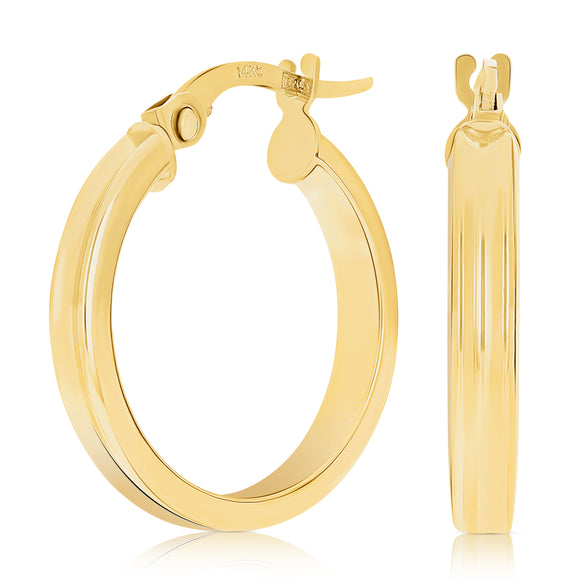 Italian 14k Yellow Gold Polished Concave Small Hollow Hoop Earrings