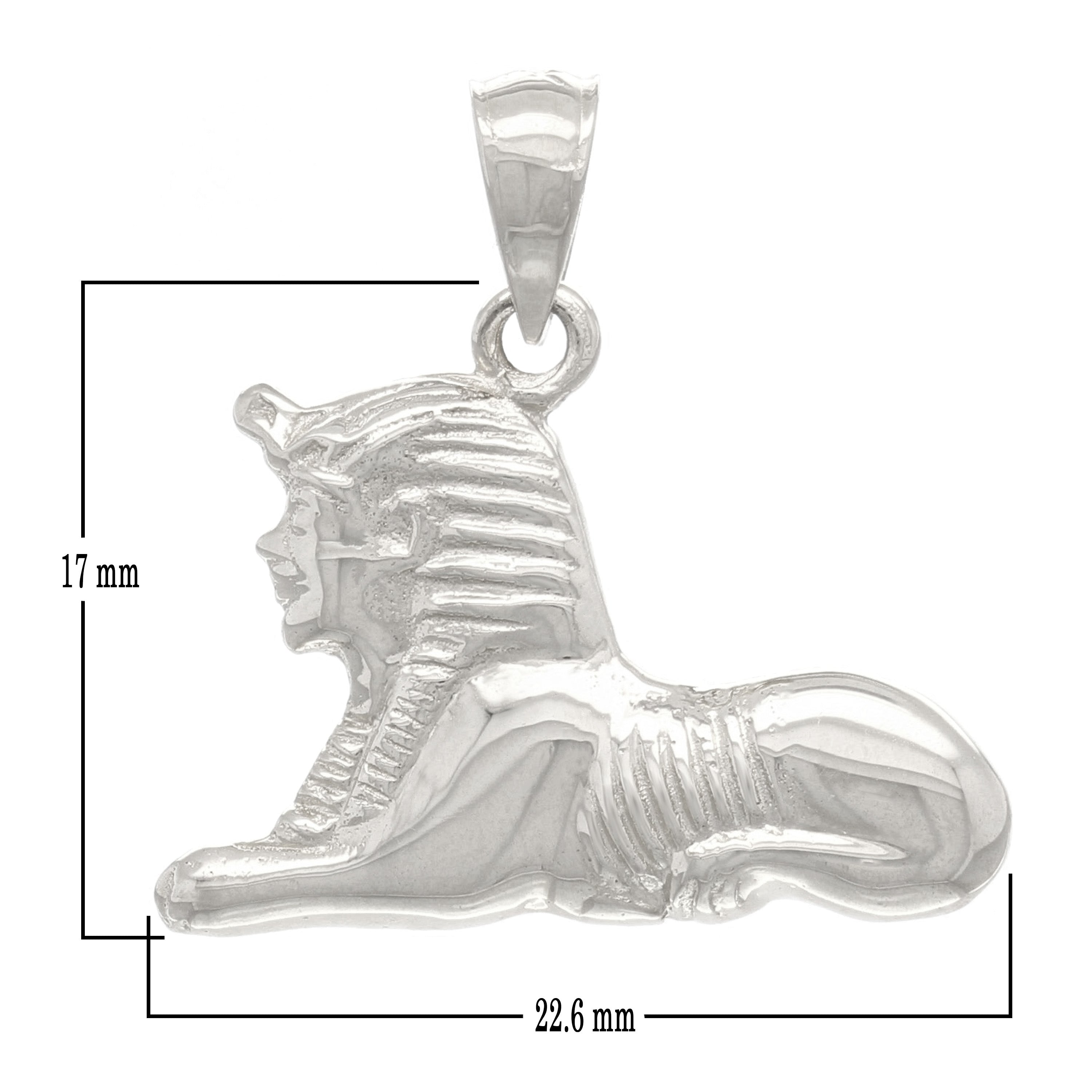 14k White Gold Solid Ancient Egypt THE SPHINX Charm Pendant 2.6 grams - White