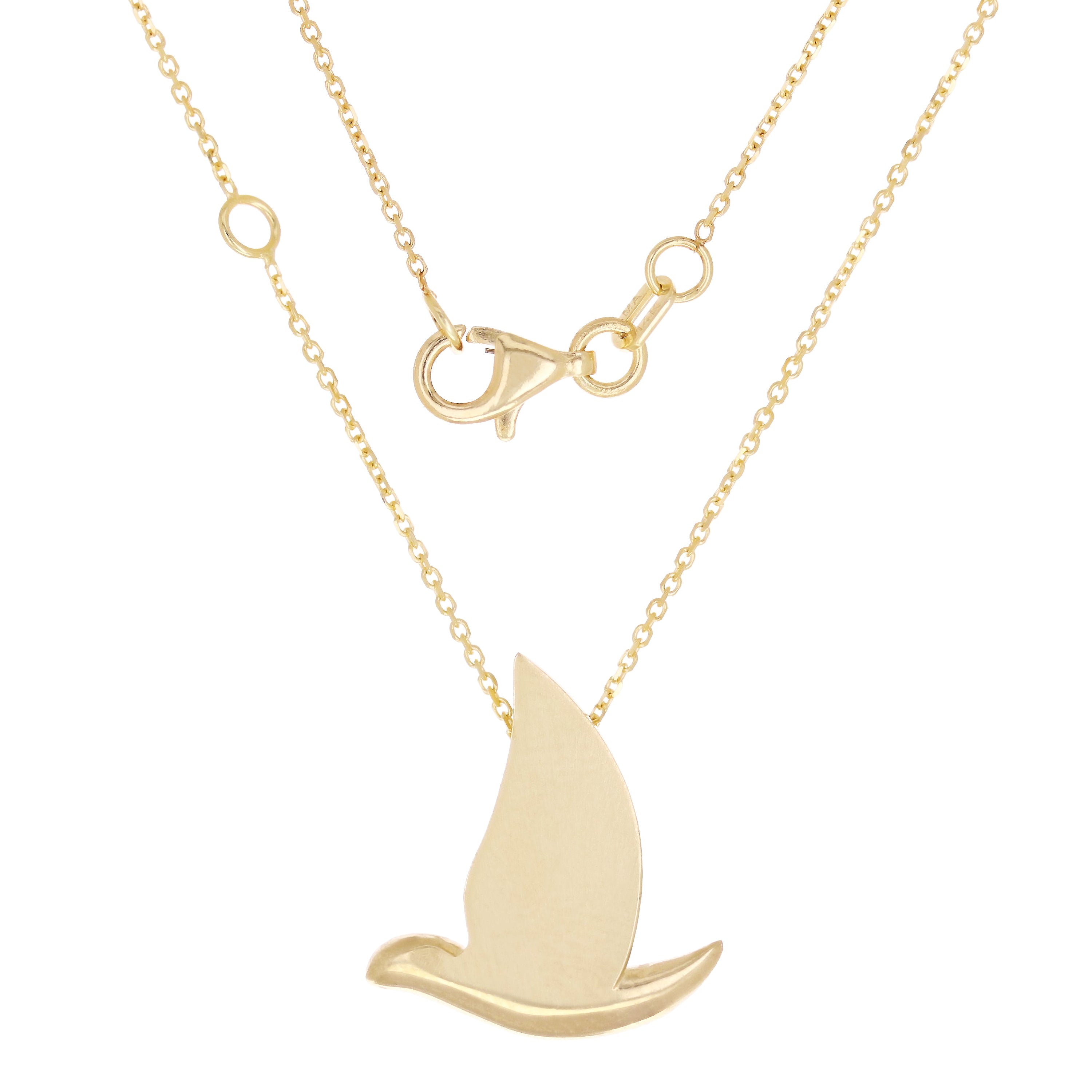 14k Yellow Gold Holy Spirit Dove Necklace 18" 3.1 grams - Yellow