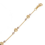 Italian 14k Yellow & White Gold Triple Ball Bead Station Bracelet 8" 5mm 2 grams