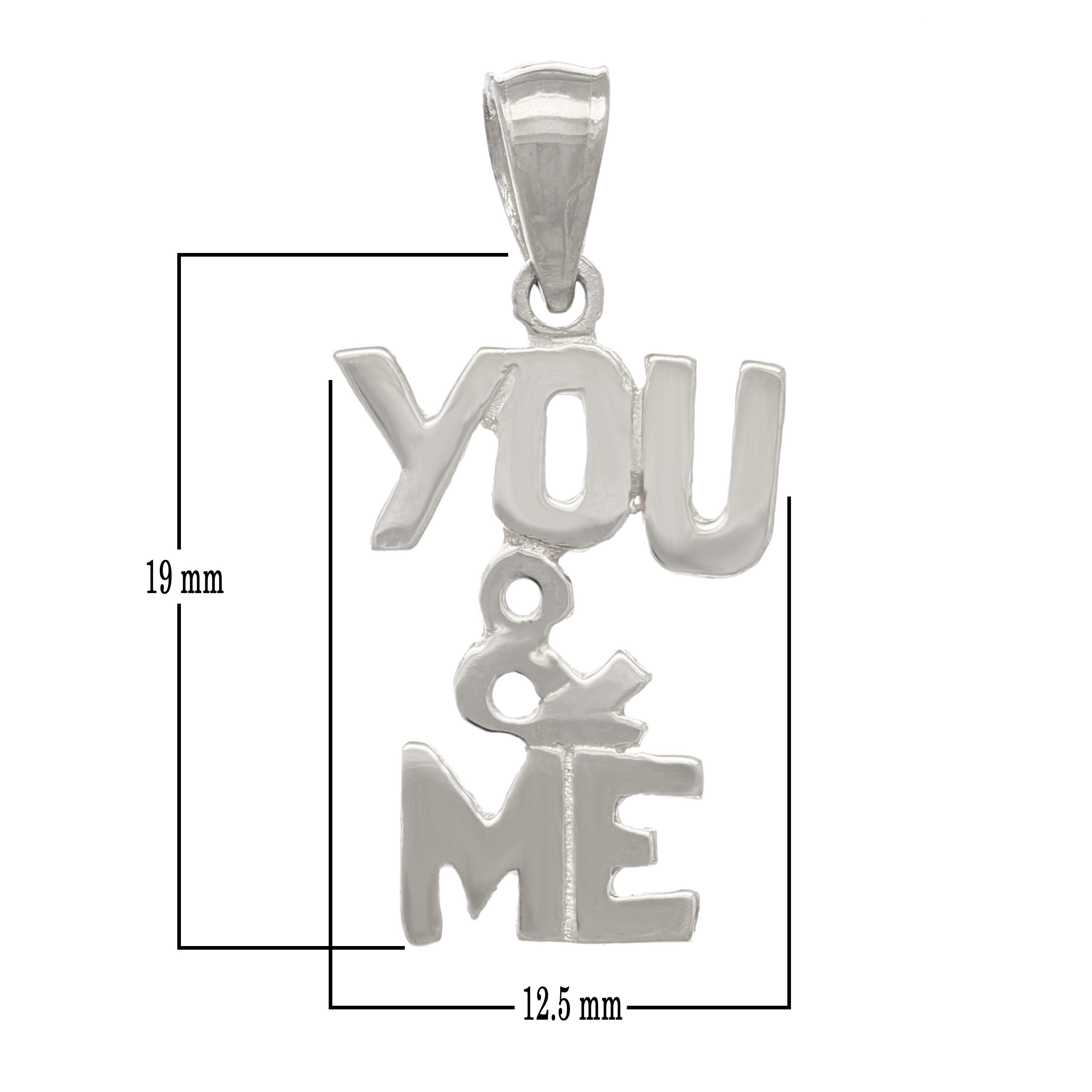 14k White Gold YOU & ME Charm Pendant You and Me Words Charm 1 gram - White