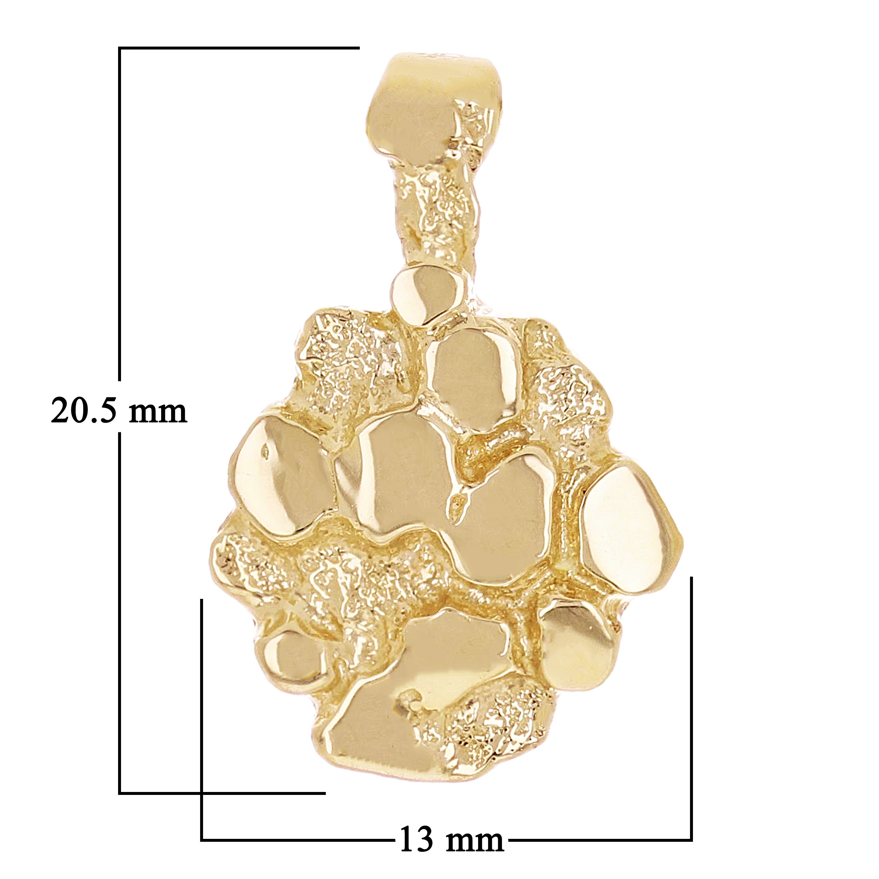 10k Yellow Gold Solid Hexagon Nugget Charm Pendant 20.5x13mm 2.5 grams