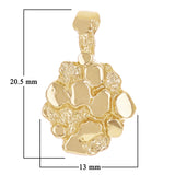 10k Yellow Gold Solid Hexagon Nugget Charm Pendant 20.5x13mm 2.5 grams