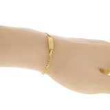 Italian 14k Two Tone Gold Engravable Baby Kids ID Figaro Bracelet 5.5" 2 grams