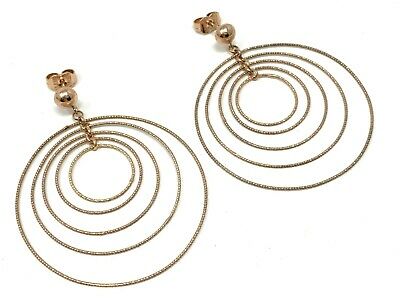 Italian 14k Rose Gold Round Drop Dangle Earrings 2" 3.8 grams