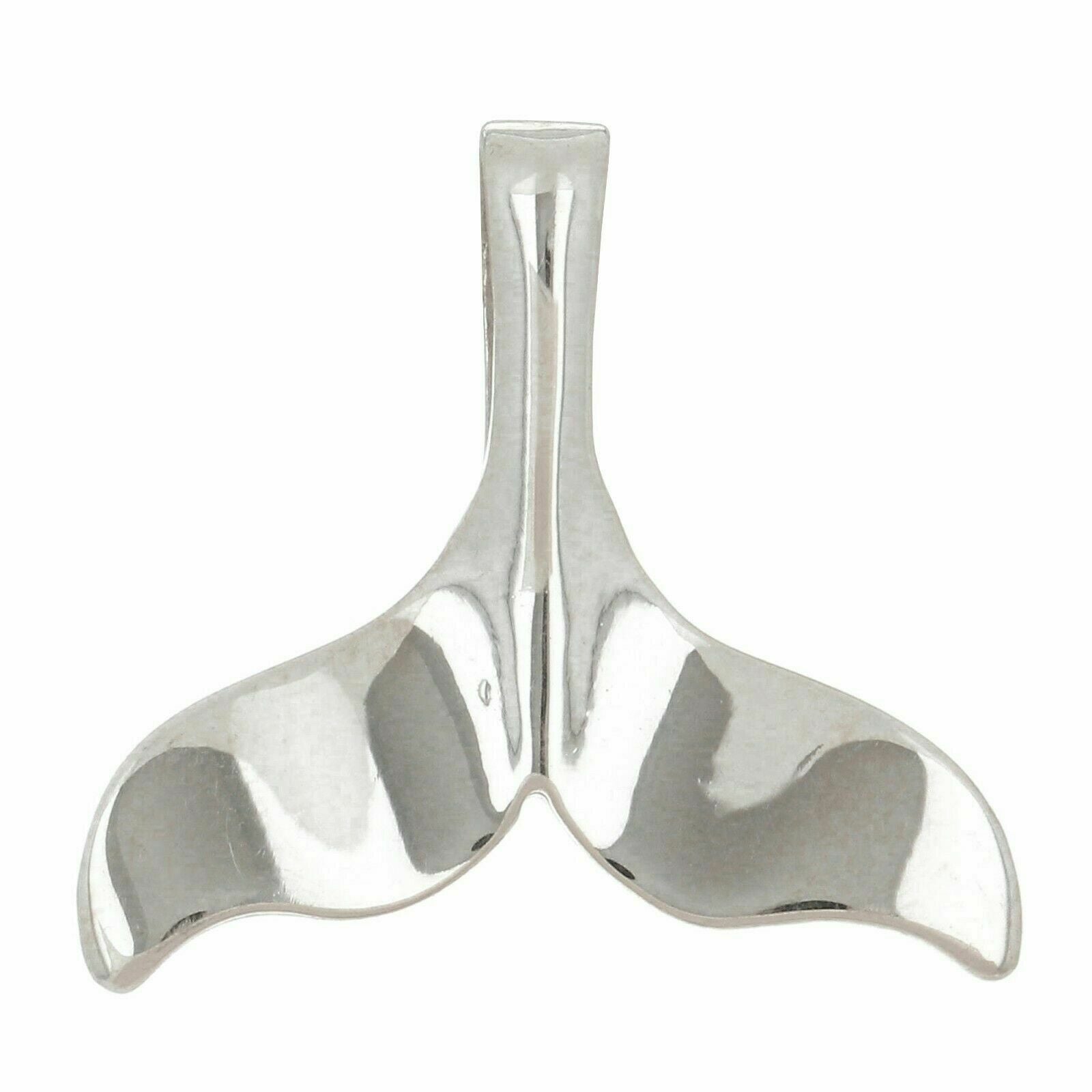 14k White Gold Solid High Polish Whale Tail Slide Charm Pendant 1.1 grams