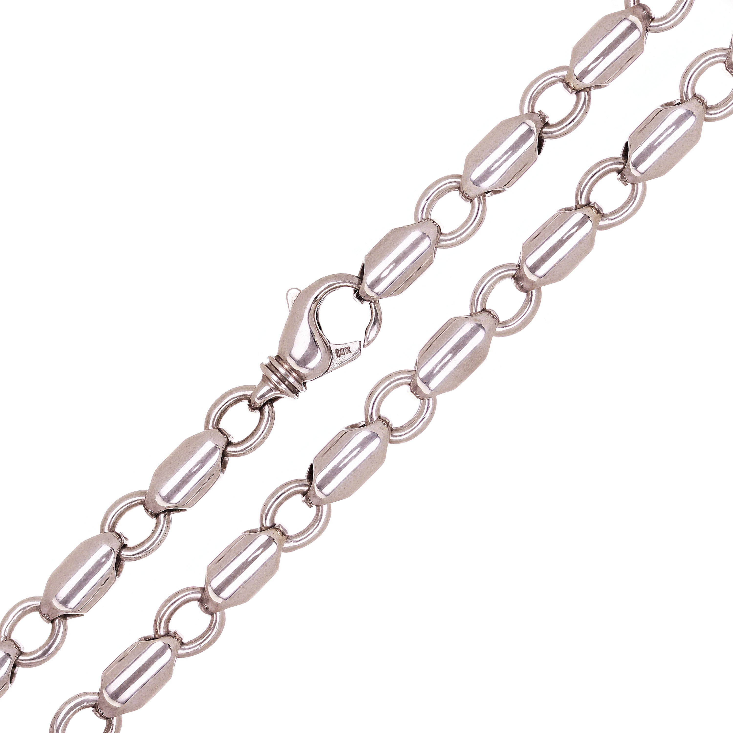 10k White Gold Handmade Fashion Link Chain Necklace 28" 8mm 98.9 grams - White,28"